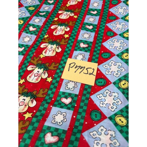 Whimsical Christmas Reindeer Hearts Cotton Fabric 1/2 yard x 58" Craft Quilting - Picture 9 of 9